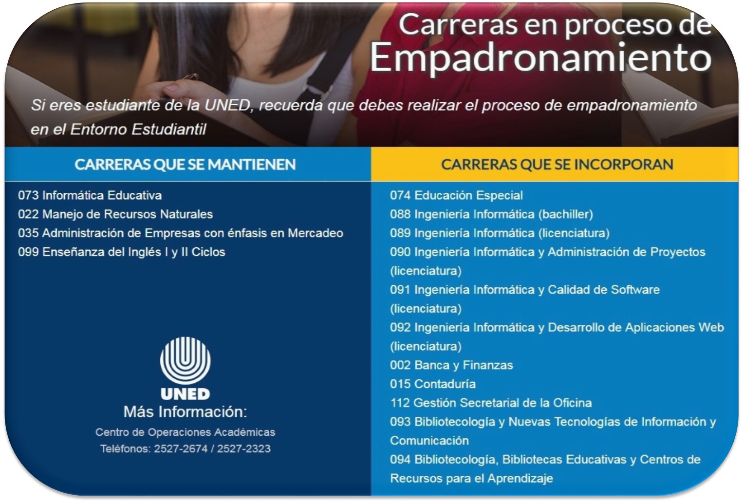 Empadronamiento de carreras