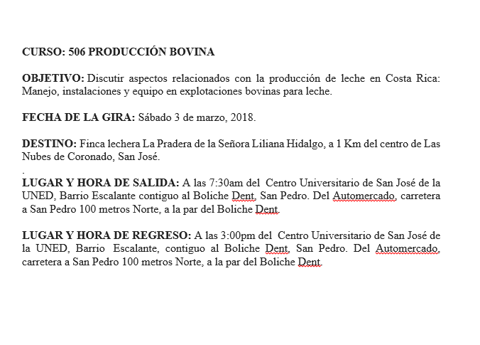  comunicado de la Gira de Producción Bovina