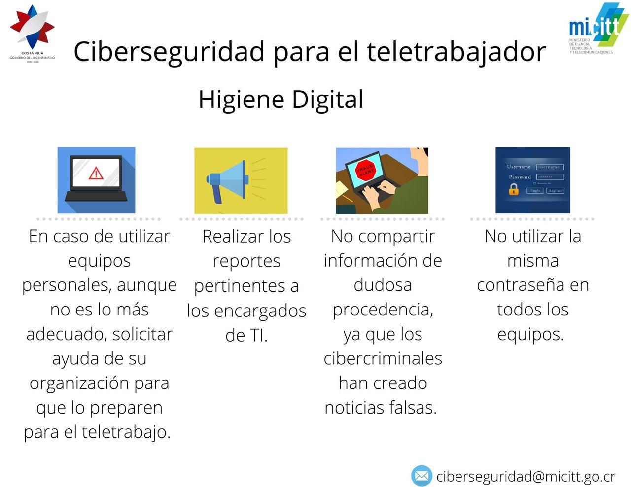 Infografía con consejos para mantener una buena higiene digital y proteger los dispositivos y datos personales.