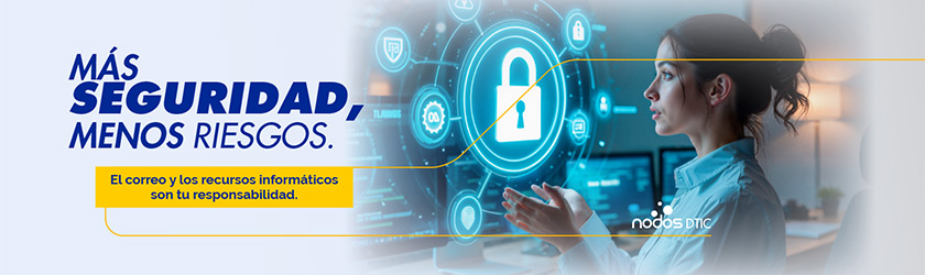 Banner sobre normativa de ciberseguridad y correo en la UNED