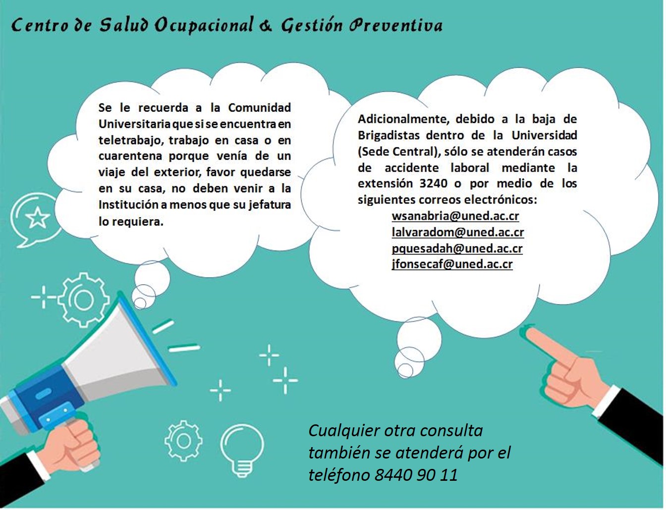 Recordatorio información importante de Salud Ocupacional